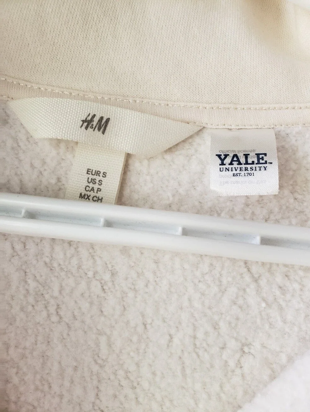 H&M 80% Cotton Cream Quarter-Zip Pullover Sweatshirt - Picture 6 of 12